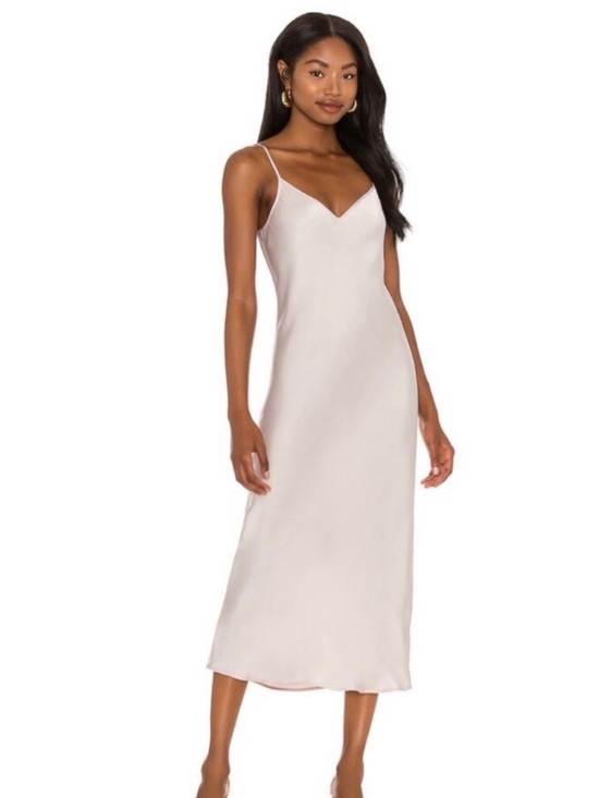 All Saints Dresses & Skirts - AllSaints Ondra Satin Slip Dress Blush Midi Bias Cut Minimalist Size S
